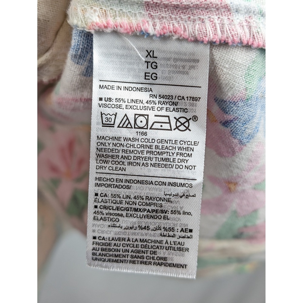 Floral Linen Garden Party Mini Sun Dress Size XL Multicolor Garden Party Pockets - Picture 7 of 10